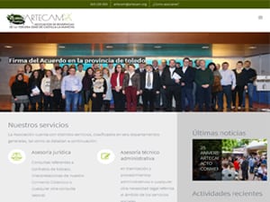 Captura de página de inicio de Artecam.org