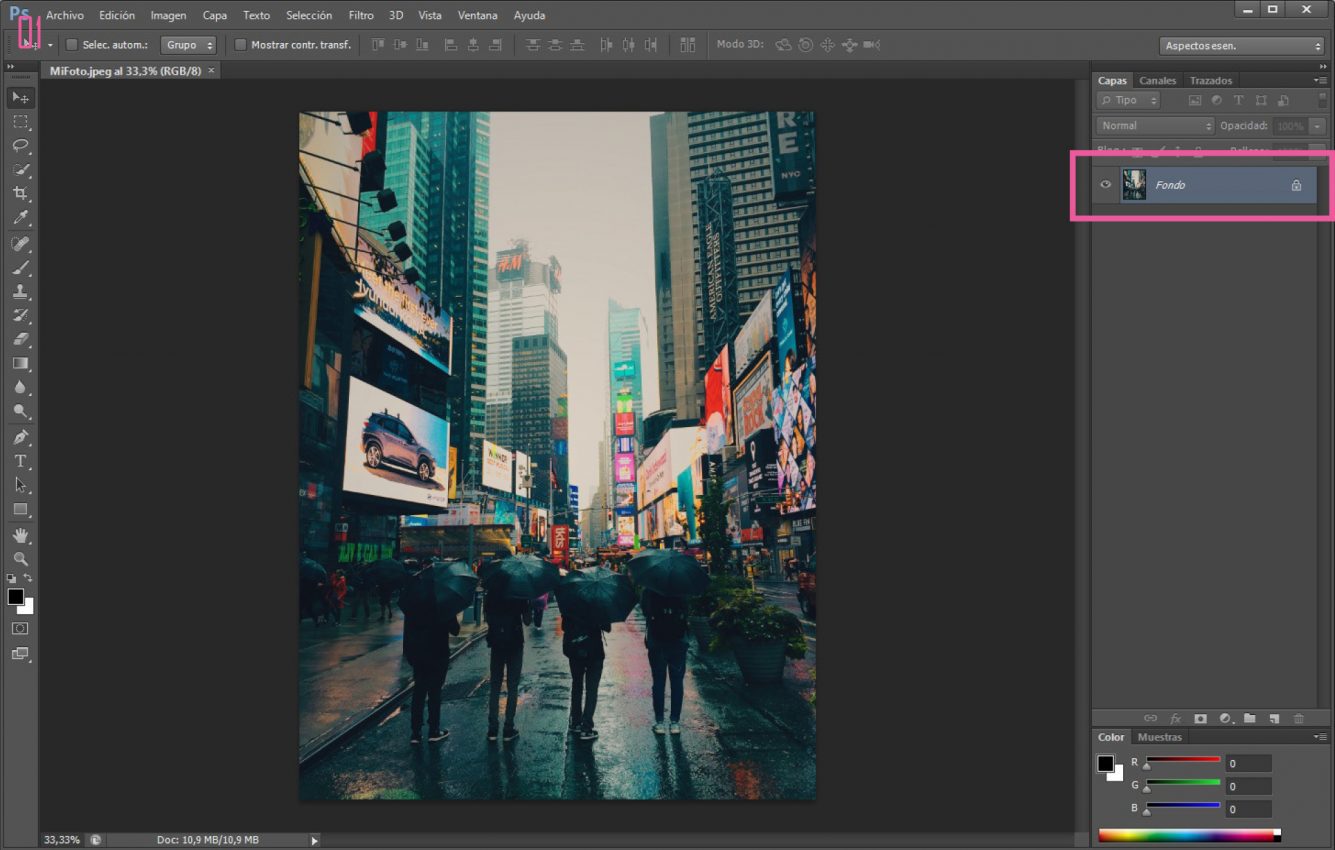 Filtro de color en Adobe Photoshop