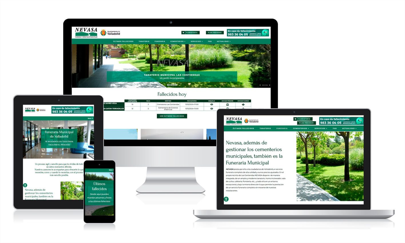 Diseño web de NEVASA, cementerios municipales de Valladolid